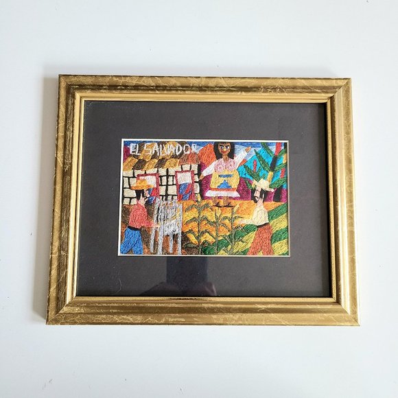 El Salvador hand made embroidery framed picture. - Picture 2 of 5